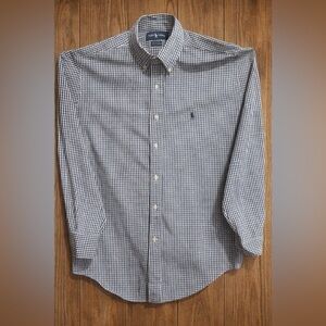Preppy Polo Ralph Lauren Yarmouth Gingham Shirt 16 34/35 Navy White Classic Fit